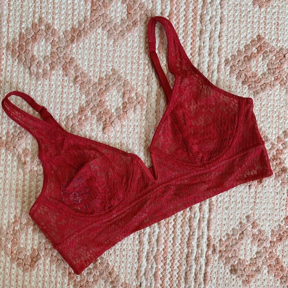 Red Berry Free People Tameeka Lace Underwire Bra S